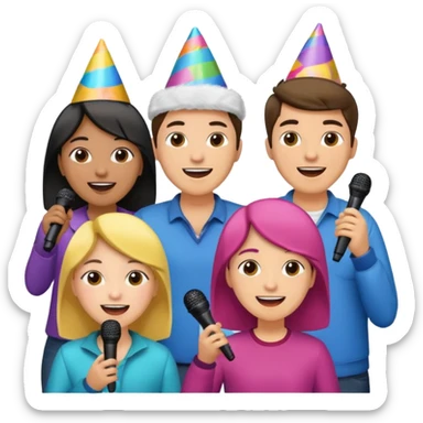 mixed gender and ethnicity karaoke night sticker