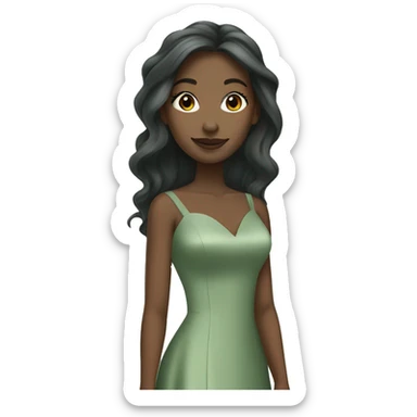 Black bridesmaids with sage green dresses and long hair sticker