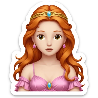 Venus, Love Goddess from Rome Mythology with long ginger hair, pink outfit sticker