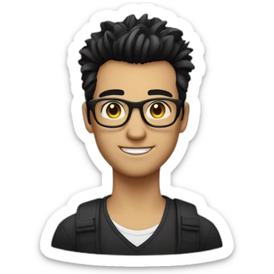 a guy with white coloured spectacles,black coloured Fauxhawk hairstyle sticker