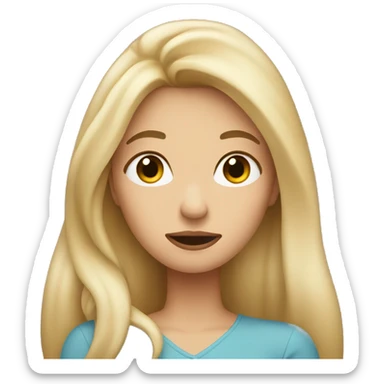 Woman with blond long hair, hand under her chin, rolling her eyes impatiently  sticker