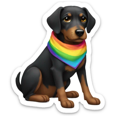 black mongrel dog with rainbow bandana  sticker