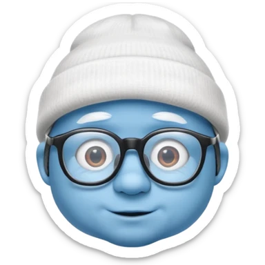 smurf with glasses white beanie sticker