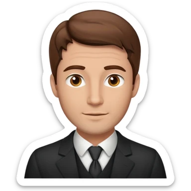 emoji of a 30-year-old man, mature appearance, gentleman features, brown hair, friendly expression sticker