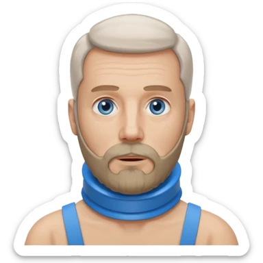 Older man with a full beard, a medical neck brace, and blue eyes. sticker