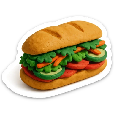 claymation style banh mi sandwich sticker