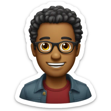 Chico con lentes y cabello rizado  sticker