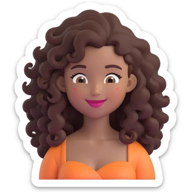 pretty black girl with long curly hair, winking sticker