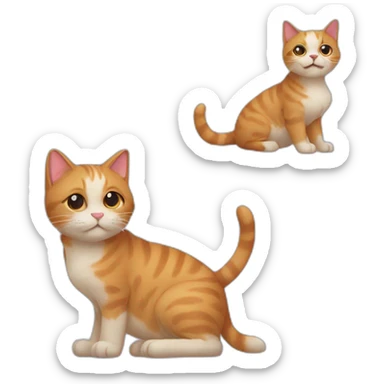 cat on one end, dog on the other sticker