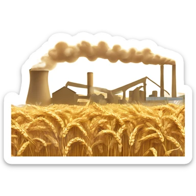 wheat fields and factory with a halo sticker