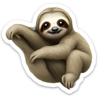 Baby sloth hanging in tree sticker