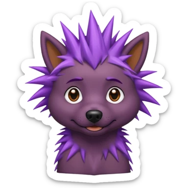 purple spiky haired dog sticker