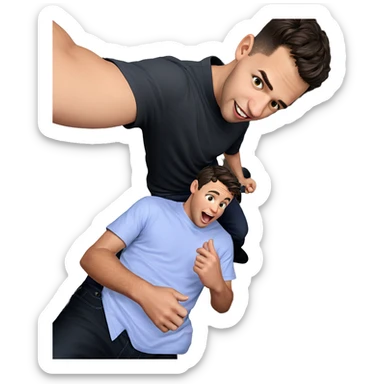 boys having fun together sticker