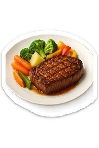 Manzo con verdure su un piatto sticker