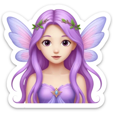 Lilac and pink fairy with wings but you can see her whole body and make her super pretty with long hair  sticker