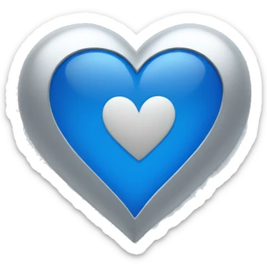 blue heart mixed with a silver heart sticker