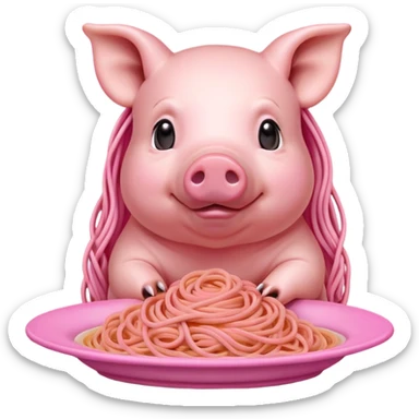   renaissance monalisa pig with pink spaghetti background  sticker