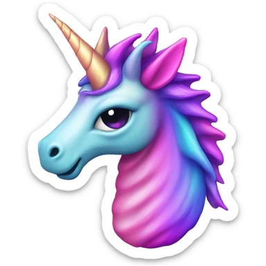oilslick dragon unicorn horn purple pink rainbow  sticker