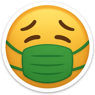face with green sick mask emoji, digital illustration sticker