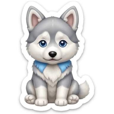 a sitting husky puppy sticker