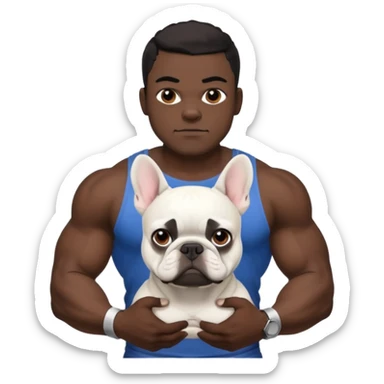 hombre médico de color de tez negro con bulldog francés blancos sticker