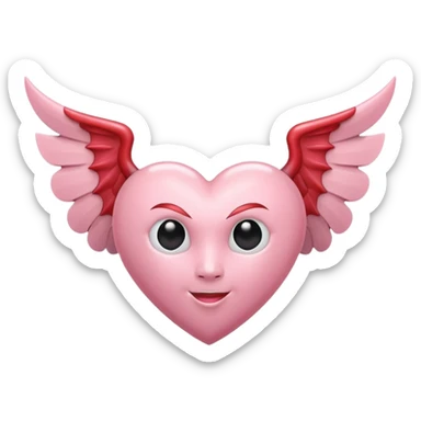 pastel pink heart with devil wings sticker