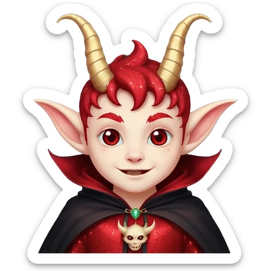 red glitter smilling imp sticker