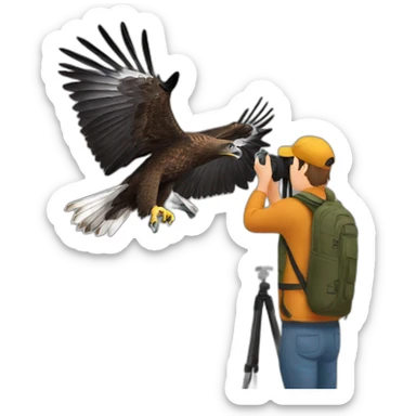 photographer shooting a Tasmanian wedge-tailed eagle sticker