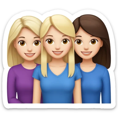 3 girlfriends white 1 blond 2 brunette  sticker