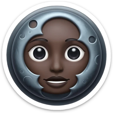 iOS emoji, dark moon, silver outline, mystical symbols, dark fantasy, smooth texture sticker