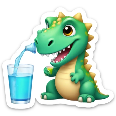 Cute Dino having a drink sticker