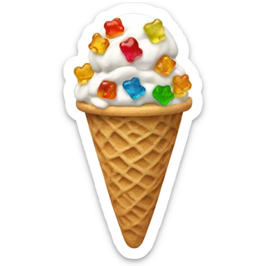 ice cream with gummy bears on top sticker