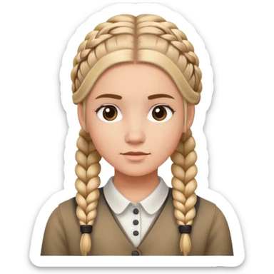 Character with neat French braids hairstyle sticker