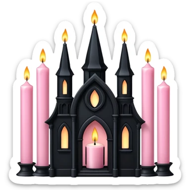 Black gothic architecture with light pink candles sticker