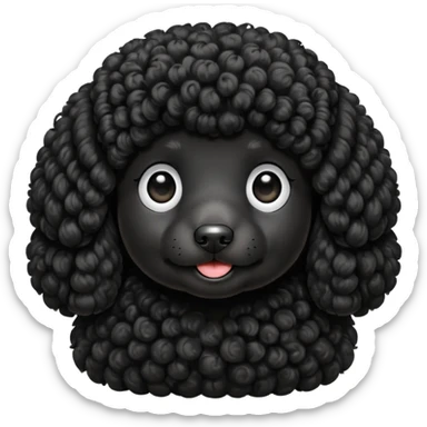 black poodle, round face sticker