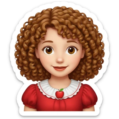 curly light brown haired girl emoji, smiling face, apple style sticker