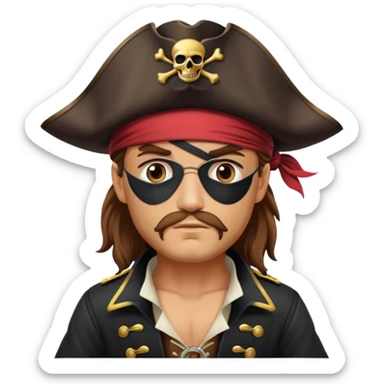 pirate captain with eye patch and hat sticker