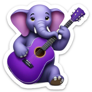 purple elephant with guitar sticker
