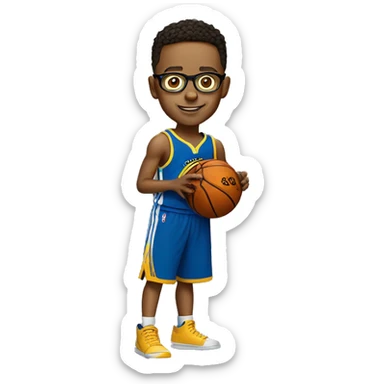 A boy with glasses who plays basketball like Stephen Curry sticker