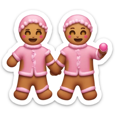 cute gingerbreads holding hands pink sticker
