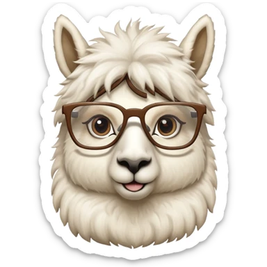 White Llama with prescription glasses sticker