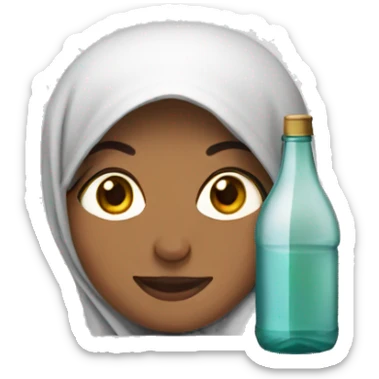 Muslim woman with a bottle sticker