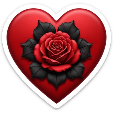 heart with gothic black rose petals sticker