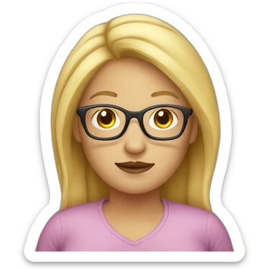 lady with blond hair and glasses fat sticker
