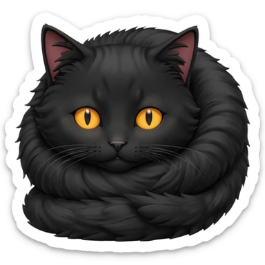 Curled Sleeping Cat black sticker