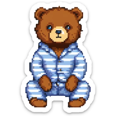 bear in striped pajamas sitting sticker