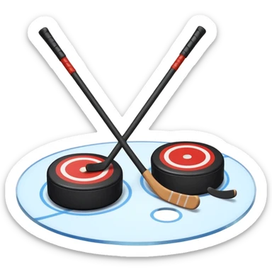 two hockey sticks crossing and a puck sticker