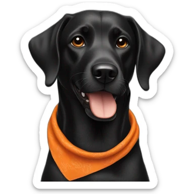 black dog with orange bandana around neck sticker
