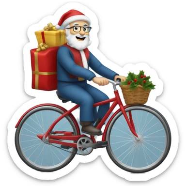 Le père Noël sur un  vélo sur la mère  sticker