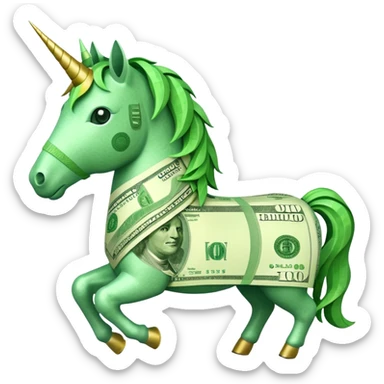 единорог полностью из долларовых купюр, no background sticker